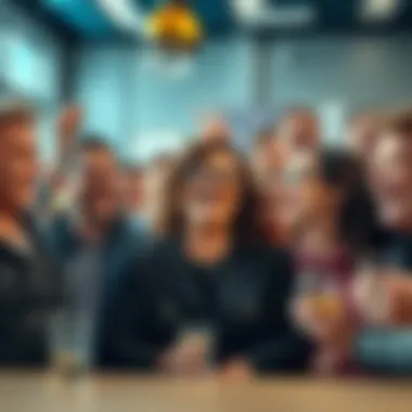 A group of diverse people laughing and sharing jokes in a lively setting, showcasing the joy of satire and humor in everyday life.